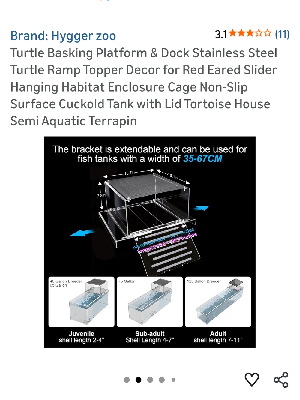 Hygger Zoo Transparent Turtle Basking Platform with Ramp - Picture 2 of 5